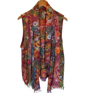Any Bohemian Art to Wear Multicolor Tapestry Embroidered Women's Wool Vest Sz XL